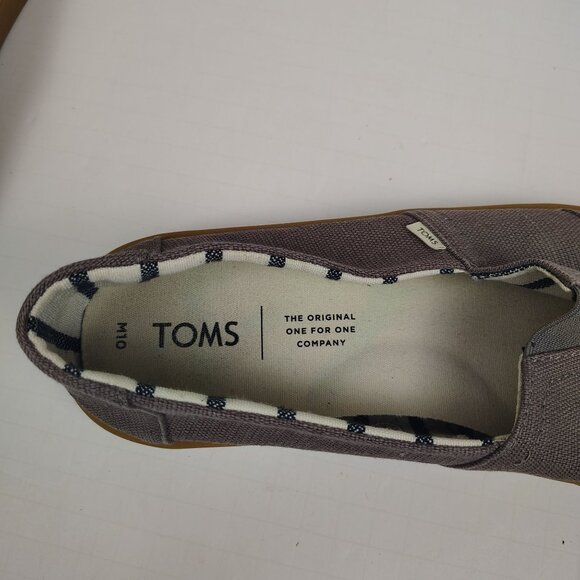 TOMS Classic Alpargata Slip-On Shoes Mens 10 Ash Gray Classic Canvas Boat Shoe - Picture 8 of 9